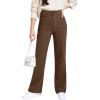 imageGRAPENT Corduroy Wide Leg Pants Woman High Waisted Trendy Fall Work Casual Elastic Waist Duo Button Welt Pocket TrousersCocoa Brown