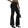 imageGRAPENT Flare Jeans for Women High Waisted Trendy Wide Leg Embellished Rhinestone Sparkly Concert Stretchy Denim PantsWashed Black