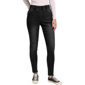imageGRAPENT Skinny Jeans for Women High Waisted Trendy Pull On Elastic Waist Slim Jeggings Stretch Denim Pants Trouser JeansWashed Black