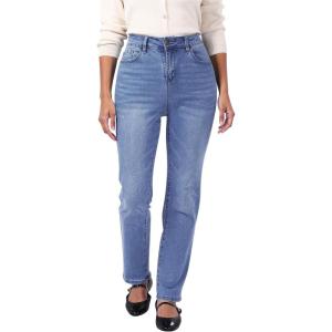 imageGRAPENT Straight Leg Jeans for Women Trendy High Waisted Classic Stretchy Denim Pants Casual Trouser Jeans with PocketsMedium Blue