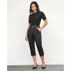 imageGRAPENT Capri Pants for Women Summer High Waisted Cotton Elastic Waist Dressy Casual Office Work Capris Trousers PantsBlack