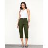 imageGRAPENT Capri Pants for Women Summer High Waisted Cotton Elastic Waist Dressy Casual Office Work Capris Trousers PantsDark Olive