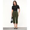 imageGRAPENT Capri Pants for Women Summer High Waisted Cotton Elastic Waist Dressy Casual Office Work Capris Trousers PantsDark Olive