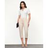 imageGRAPENT Capri Pants for Women Summer High Waisted Cotton Elastic Waist Dressy Casual Office Work Capris Trousers PantsMacadamia