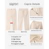imageGRAPENT Capri Pants for Women Summer High Waisted Cotton Elastic Waist Dressy Casual Office Work Capris Trousers PantsMacadamia