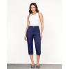 imageGRAPENT Capri Pants for Women Summer High Waisted Cotton Elastic Waist Dressy Casual Office Work Capris Trousers PantsNavy Blue