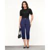 imageGRAPENT Capri Pants for Women Summer High Waisted Cotton Elastic Waist Dressy Casual Office Work Capris Trousers PantsNavy Blue