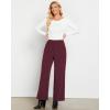 imageGRAPENT Corduroy Wide Leg Pants Woman High Waisted Fall Business Casual Elastic Waist Loose Trendy Trousers with PocketsWine Red