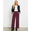 imageGRAPENT Corduroy Wide Leg Pants Woman High Waisted Fall Business Casual Elastic Waist Loose Trendy Trousers with PocketsWine Red