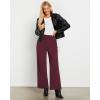 imageGRAPENT Corduroy Wide Leg Pants Woman High Waisted Fall Business Casual Elastic Waist Loose Trendy Trousers with PocketsWine Red