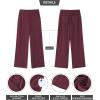 imageGRAPENT Corduroy Wide Leg Pants Woman High Waisted Fall Business Casual Elastic Waist Loose Trendy Trousers with PocketsWine Red