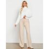 imageGRAPENT Womens Ribbed Knit Flowy Winter Pants Elastic Waist Tie Front Wide Leg Sweater Pants