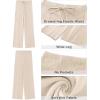 imageGRAPENT Womens Ribbed Knit Flowy Winter Pants Elastic Waist Tie Front Wide Leg Sweater Pants