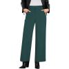 imageGRAPENT Corduroy Wide Leg Pants Woman High Waisted Fall Business Casual Elastic Waist Loose Trendy Trousers with PocketsForest Green