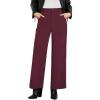 imageGRAPENT Corduroy Wide Leg Pants Woman High Waisted Fall Business Casual Elastic Waist Loose Trendy Trousers with PocketsWine Red