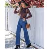 imageGRAPENT Wide Leg Jeans for Women High Waisted Trendy Button Fly Stretchy Denim Pants Vintage Straight Leg Trouser JeansClassic Blue