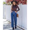 imageGRAPENT Wide Leg Jeans for Women High Waisted Trendy Button Fly Stretchy Denim Pants Vintage Straight Leg Trouser JeansClassic Blue