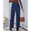 imageGRAPENT Wide Leg Jeans for Women High Waisted Trendy Button Fly Stretchy Denim Pants Vintage Straight Leg Trouser JeansDarkness Blue