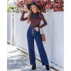 imageGRAPENT Wide Leg Jeans for Women High Waisted Trendy Button Fly Stretchy Denim Pants Vintage Straight Leg Trouser JeansDarkness Blue