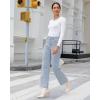 imageGRAPENT Wide Leg Jeans for Women High Waisted Trendy Button Fly Stretchy Denim Pants Vintage Straight Leg Trouser JeansLennox Blue