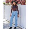 imageGRAPENT Wide Leg Jeans for Women High Waisted Trendy Button Fly Stretchy Denim Pants Vintage Straight Leg Trouser JeansMedium Blue