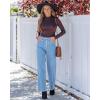 imageGRAPENT Wide Leg Jeans for Women High Waisted Trendy Button Fly Stretchy Denim Pants Vintage Straight Leg Trouser JeansMedium Blue