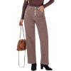 imageGRAPENT Wide Leg Jeans for Women High Waisted Trendy Button Fly Stretchy Denim Pants Vintage Straight Leg Trouser JeansPecan Brown