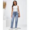 imageGRAPENT Baggy Jeans for Women High Waisted Straight Leg Crossover Trendy Stretch Denim Pants Slouchy Jeans with Pockets