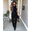 imageGRAPENT Jeans for Women Fleece Lined Pants High Waisted Stretchy Denim Straight Leg Baggy Jeans Sherpa Warm Winter Clothes