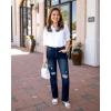 imageGRAPENT Jeans for Women High Waisted Distressed Straight Leg Ripped Jeans Stretchy Denim Pants Western Outfit 90s