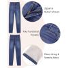 imageGRAPENT Fleece Lined Jeans for Women High Waisted Skinny Welt Pocket Winter Stretchy Denim Pants Warm Thermal JeggingsClassic Blue