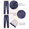 imageGRAPENT Fleece Lined Jeans for Women High Waisted Skinny Welt Pocket Winter Stretchy Denim Pants Warm Thermal JeggingsDarkness Blue