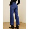 imageGRAPENT Wide Leg Jeans Woman Trendy High Waisted Patch Pocket Stretchy Denim Pants Vintage Casual Trouser JeansClassic Blue