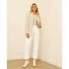 imageGRAPENT Wide Leg Jeans Woman Trendy High Waisted Patch Pocket Stretchy Denim Pants Vintage Casual Trouser JeansCream White