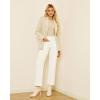 imageGRAPENT Wide Leg Jeans Woman Trendy High Waisted Patch Pocket Stretchy Denim Pants Vintage Casual Trouser JeansCream White