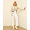 imageGRAPENT Wide Leg Jeans Woman Trendy High Waisted Patch Pocket Stretchy Denim Pants Vintage Casual Trouser JeansCream White