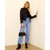 imageGRAPENT Wide Leg Jeans Woman Trendy High Waisted Patch Pocket Stretchy Denim Pants Vintage Casual Trouser JeansLakeside Blue