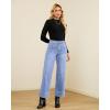 imageGRAPENT Wide Leg Jeans Woman Trendy High Waisted Patch Pocket Stretchy Denim Pants Vintage Casual Trouser JeansLakeside Blue