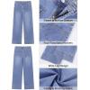 imageGRAPENT Wide Leg Jeans Woman Trendy High Waisted Patch Pocket Stretchy Denim Pants Vintage Casual Trouser JeansLakeside Blue