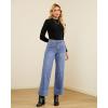 imageGRAPENT Wide Leg Jeans Woman Trendy High Waisted Patch Pocket Stretchy Denim Pants Vintage Casual Trouser JeansLennox Blue