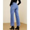 imageGRAPENT Wide Leg Jeans Woman Trendy High Waisted Patch Pocket Stretchy Denim Pants Vintage Casual Trouser JeansMedium Blue