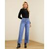 imageGRAPENT Wide Leg Jeans Woman Trendy High Waisted Patch Pocket Stretchy Denim Pants Vintage Casual Trouser JeansMedium Blue
