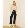 imageGRAPENT Wide Leg Jeans Woman Trendy High Waisted Patch Pocket Stretchy Denim Pants Vintage Casual Trouser JeansWashed Black