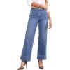 imageGRAPENT Wide Leg Jeans Woman Trendy High Waisted Patch Pocket Stretchy Denim Pants Vintage Casual Trouser JeansMedium Blue