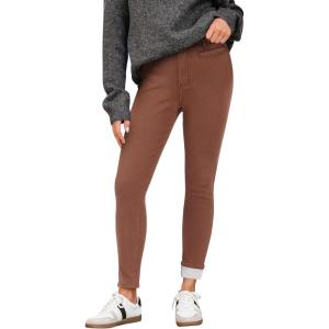 imageGRAPENT Fleece Lined Jeans for Women High Waisted Skinny Welt Pocket Winter Stretchy Denim Pants Warm Thermal JeggingsCappuccino