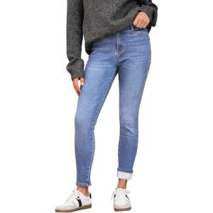 imageGRAPENT Fleece Lined Jeans for Women High Waisted Skinny Welt Pocket Winter Stretchy Denim Pants Warm Thermal JeggingsPowder Blue