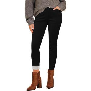imageGRAPENT Fleece Lined Jeans for Women Trendy High Waisted Skinny Winter Stretchy Denim Pants Ankle Warm Thermal JeggingsBlack