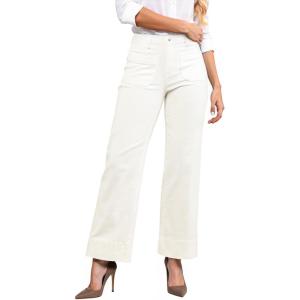 imageGRAPENT Wide Leg Jeans Woman Trendy High Waisted Patch Pocket Stretchy Denim Pants Vintage Casual Trouser JeansCream White