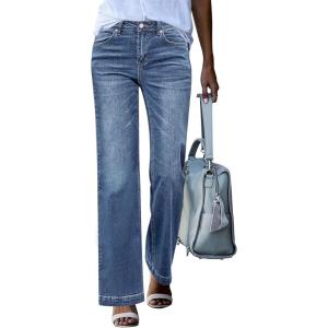 imageGRAPENT Womens Flare Jeans High Waisted Wide Leg Baggy Jean for Women Stretch Denim PantsLapis Loft