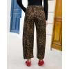imageGRAPENT Barrel Jeans for Women Trendy High Waisted Pull On Wide Leg Cropped Leopard Cheetah Print Stretchy Denim PantsBronze Leopard